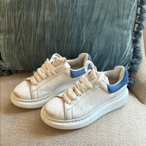 Alexander McQueen White Sneakers with Blue Heel